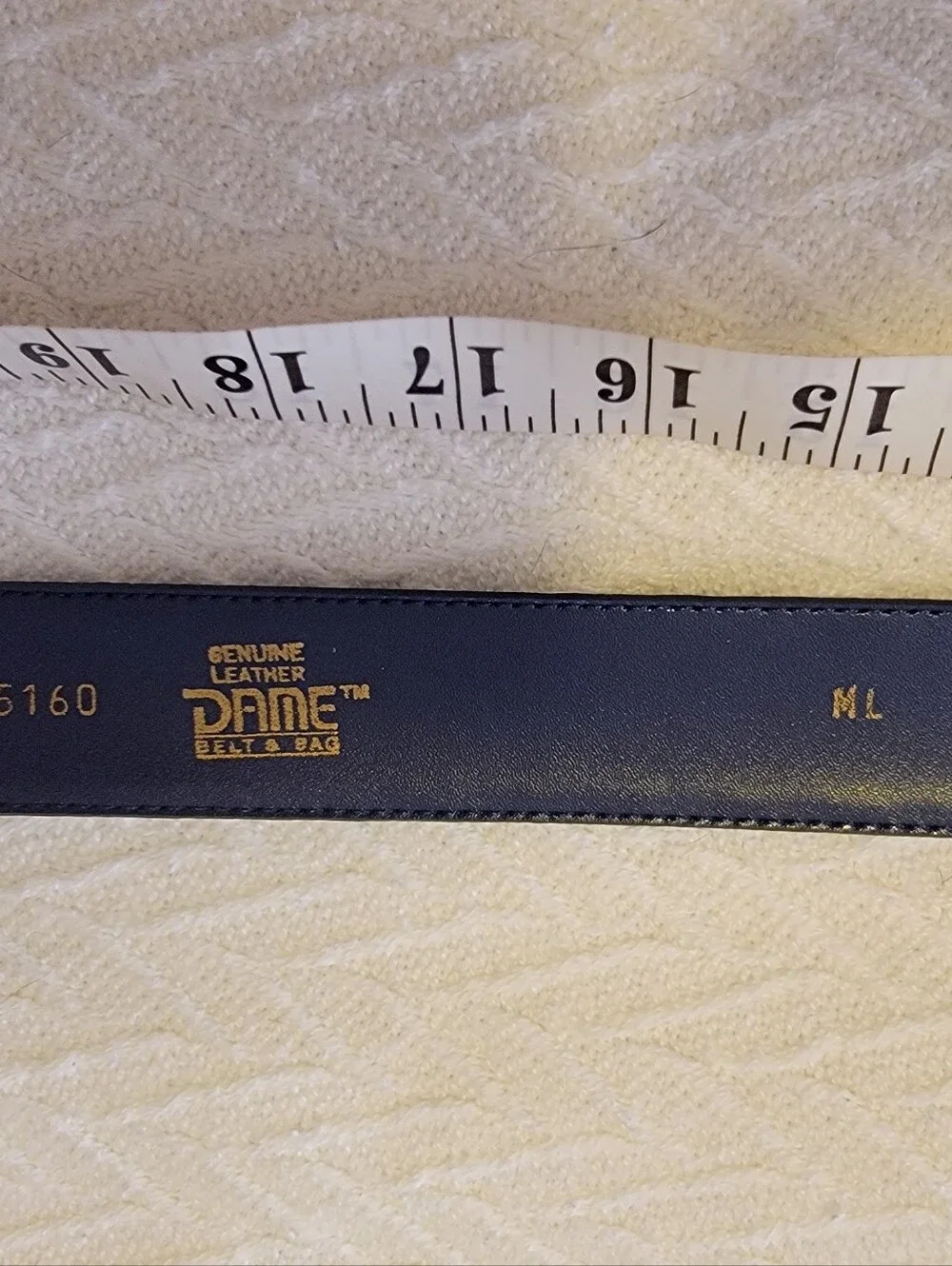 Vintage DAME Gold Hardware Navy Leather Belt